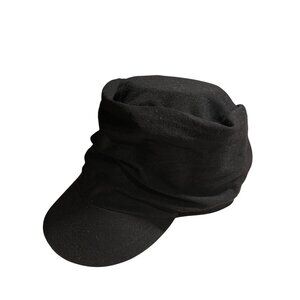 Sonoma Life+Style Womens Black Slouchy Newsboy Hat W Elastic Back & Curved Bill